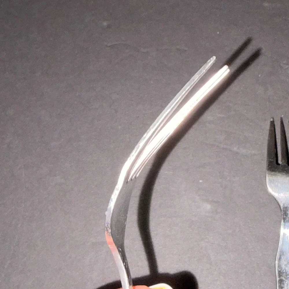 Stainless Steel Dinner Forks Set of 4 Contoured Fiddleback Handle Silver 7.25in